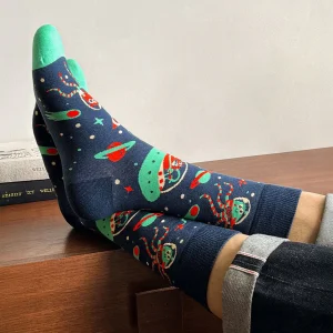 Calcetines divertidos de algodón "sin costuras". MONSTRUOS ESPACIALES
