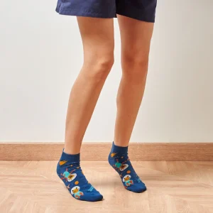 Calcetines tobilleros alegres de algodón GATO ESPACIAL
