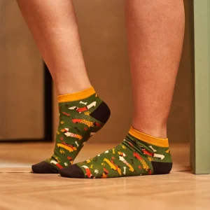 Calcetines tobilleros divertidos de algodón PERRITOS KAKI