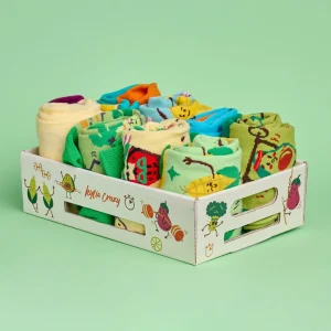 Original pack regalo 8 pares calcetines +  CAJA FRUTAS Y VERDURAS