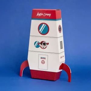 Original pack regalo con 4 pares diferentes de calcetines + caja de COHETE (ASTRONAUTAS)