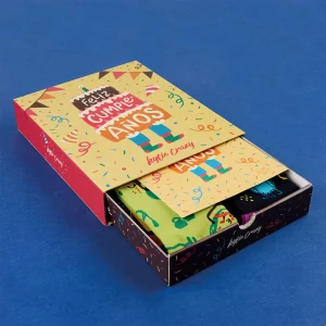 Pack CUMPLEAÑOS 4 pares calcetines divertidos + caja y print incluido