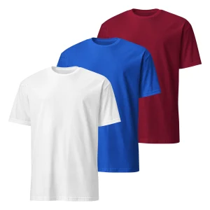Pack de 3 Camisetas de Color Blanco, Azul Royal y Burdeos