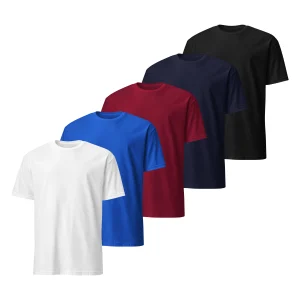 Pack de 5 Camisetas de Color Blanco, Azul Royal, Burdeos, Azul Marino y Negro