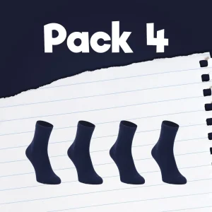 Pack de calcetines colegiales 4 pares + 2 Gratis cortos de algodón Azul marino