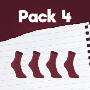 Pack de calcetines colegiales 4 pares cortos de algodón Granate