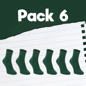 Pack de calcetines colegiales 6 pares cortos de algodón Verde