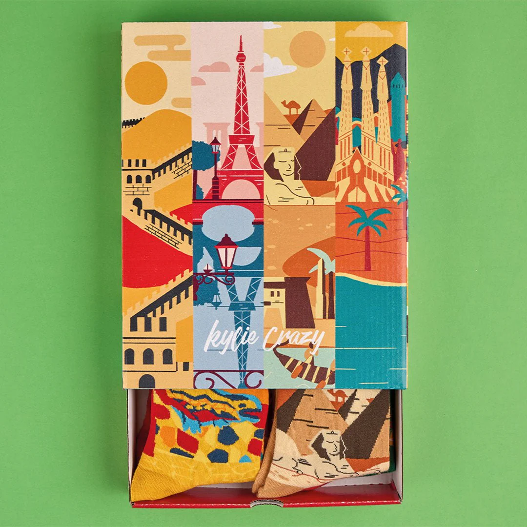 Pack de regalo 4 pares calcetines "Monumentos" + caja y print incluido - Imagen 3