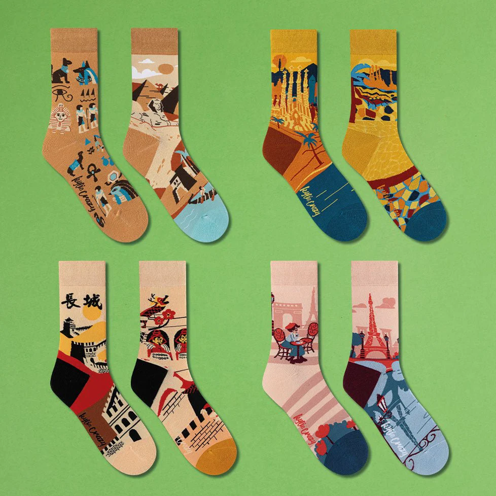 Pack de regalo 4 pares calcetines "Monumentos" + caja y print incluido - Imagen 6