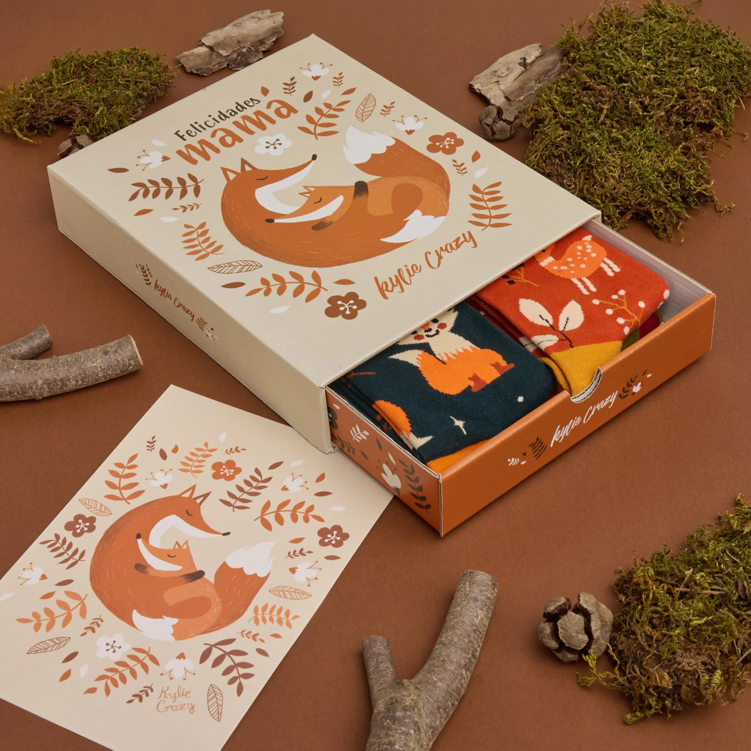 Pack regalo "Felicidades mamá" 4 pares calcetines + caja y print incluido - Imagen 4